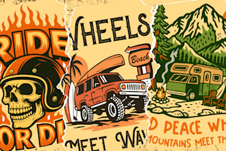do custom graphic illustration typography retro vintage t shirt design, and logo