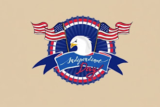 create a premium patriotic logo flag elements