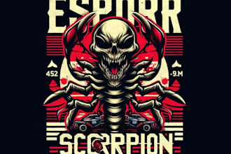 make vintage t shirt horror scorpion logo