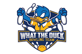 design classic duck bowling team logo