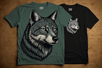 create animal linocut tshirt design for brands