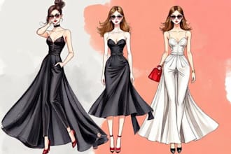 draw a fashion illustration, portrait, sketch