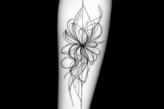 draw a unique abstract graphic fine line tattoo design