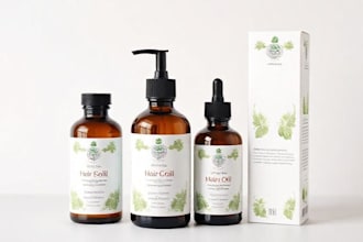 design skin care, hair oil label  box packaging design