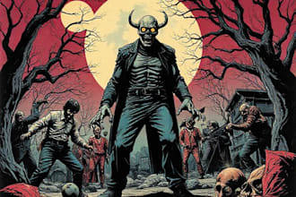 create a vintage horror comics artwork