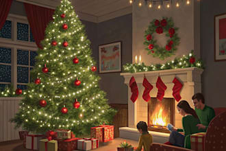 create christmas illustration on watercolor for you
