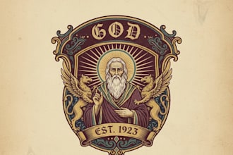 design a vintage god logo  retro spiritual and  sacred emblem
