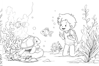 draw amazing coloring book pages illustration for children