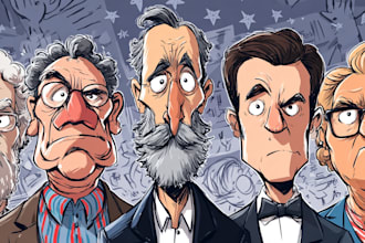 draw an amazing political cartoon doodle style