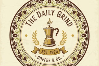 design a charming vintage café logo for your brand