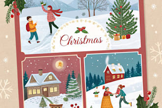 illustrate christmas illustrations and cards for you