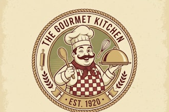 design a unique vintage chef logo for your brand