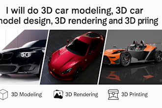 do 3d car modeling, 3d car model design 3d rendering and 3d printing