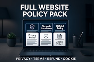 full website policy pack privacy, terms, refund, cookie