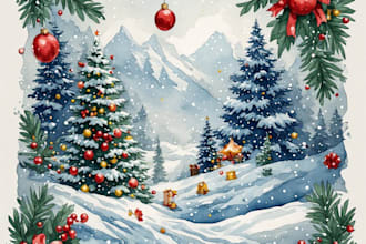 do christmas illustrations and cards for you