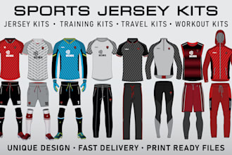 do complete sportswear kits and sports jersey design