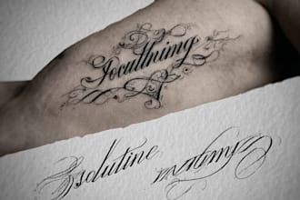 create lettering, script, calligraphy tattoo designs