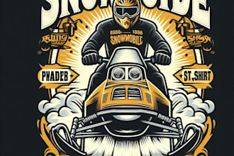 design high quality snowmobile racing logo with t shirt design