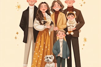 draw christmas couple family or pet portrait