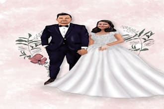 design amazing couple portrait illustration