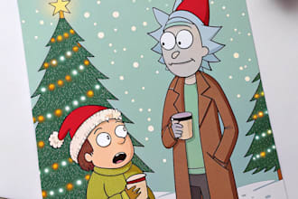 draw you a rick and morty christmas card