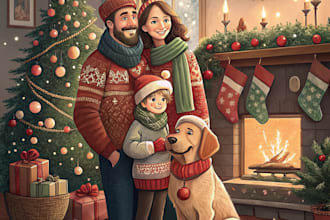 make a christmas couple family or pet portrait