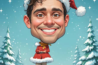 draw a christmas cartoon caricature