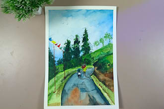 create beautiful handmade landscape, paintings