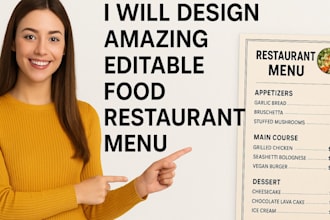 design amazing editable food restaurant menu