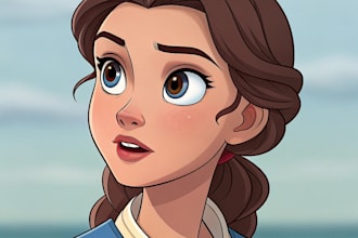 do a portrait in semi realism disney cartoon style