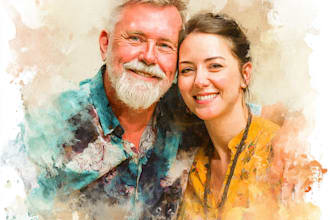 custom watercolor family portrait from photo