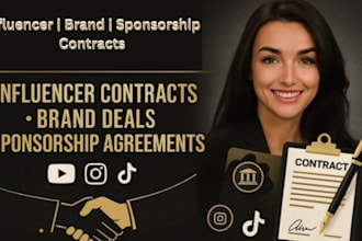 write influencer contracts, brand collaboration agreements, sponsorship deal