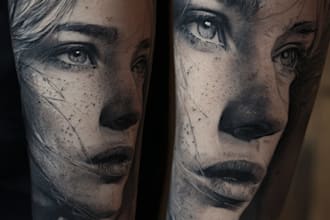 design a hyper realistic tattoo with stunning detail and professional shading