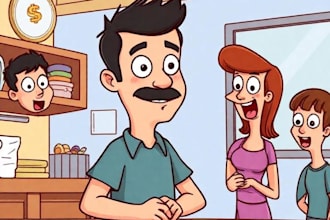 draw you in bob burgers cartoon style pro