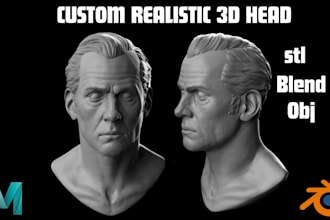 custom 3d head 3d bust 3d sculpture figurine potrait 3d head figure 3d face stl