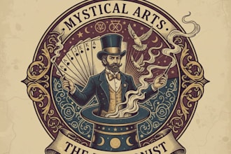 design a stunning vintage magician logo for your brand