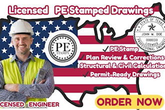 pe stamped drawings as a licensed engineer in california, washington and texas