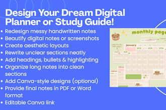 create aesthetic canva planners and study notes for students