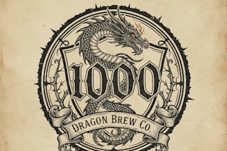 design a fierce vintage black dragon logo for your brand