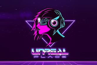 do classic cyberpunk logo for virtual reality amusement park