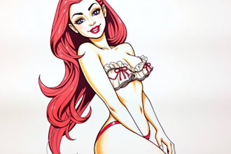 artistic nsfw character illustration  sensual stylish