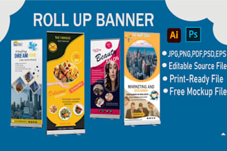 design roll up banner, retractable banner, pull up or pop up banner in 12 hours