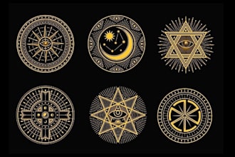design modern mystical tarot spiritual logo with sacred geometry