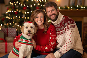 make a christmas couple family or pet portrait