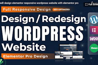design elementor responsive wordpress website with elementor pro
