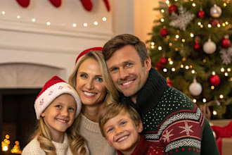create a christmas family couple portrait