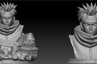 sculpt 3d anime bust,3d character statue,stl,hero bust,printable 3d model,zbrush