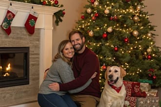 christmas couple family or pet portrait