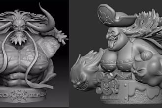 sculpt multi piece stl model,printable character statue,bust or 3d figure,zbrush