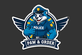 draw cartoon character with a blue cap and a shirt that quot police mascot logo